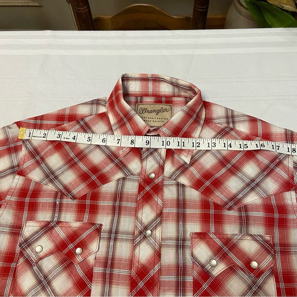 Wrangler Mens Western Pearl Snap Shirt - Red Plaid - No size see measurements - Picture 6 of 9